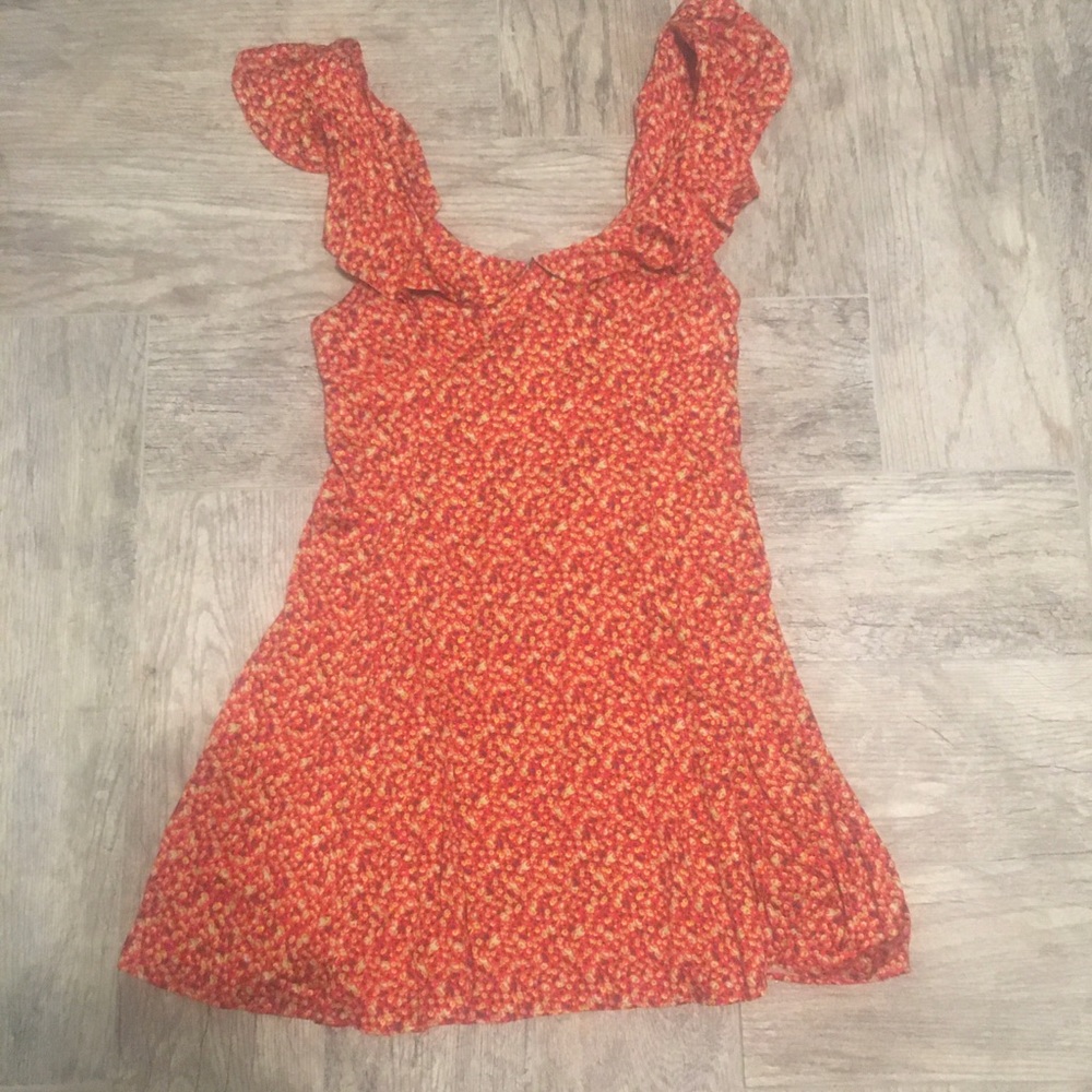 Red flirty tank ruffle dress